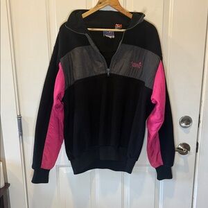 Colorblock Sweatshirt with Pink and Black Accents
